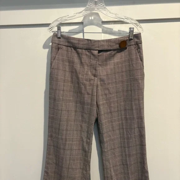 Tory Burch Glen Plaid Flare Trousers Women Sz 6 Wool Blend Wide Leg Dress Pants - Picture 5 of 16